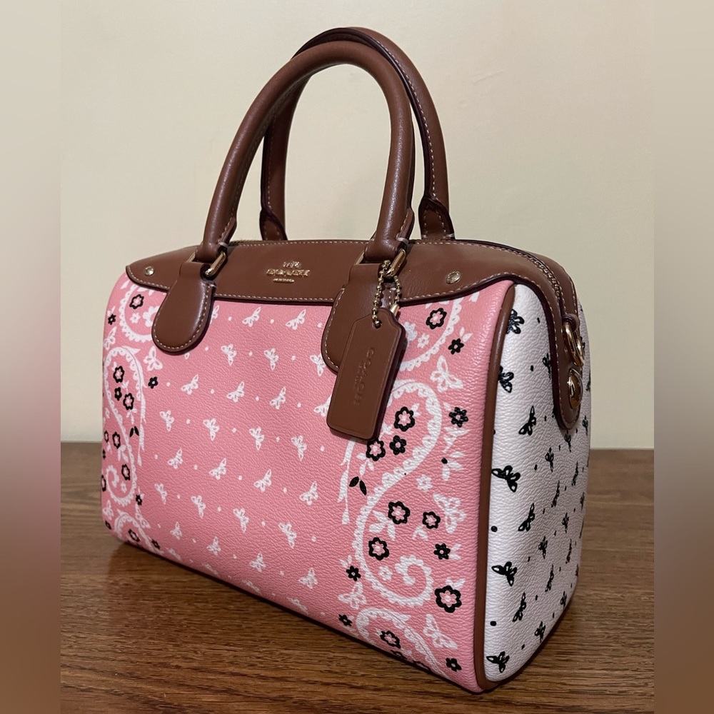 Coach Butterfly Bandana Print Bennett Satchel - Picture 7 of 14